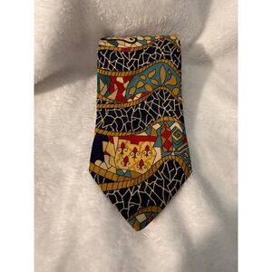 Antoni Gaudi Inspired Neck Tie‎ 100% Silk Colorful Abstract Pattern Mens